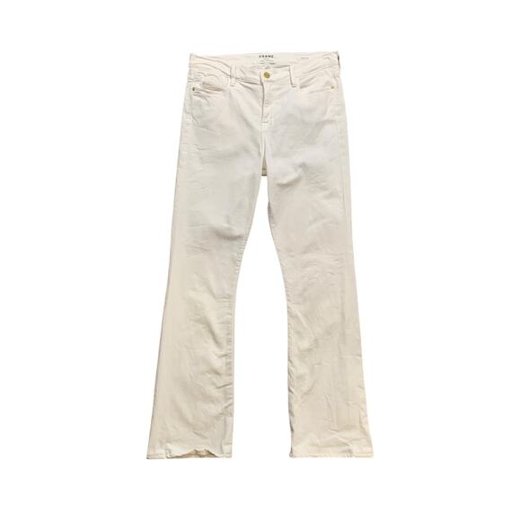 Frame Jeans Womens 29 White Denim Le High Flare Mid Rise 5 Pocket Stretch *READ - Picture 1 of 11